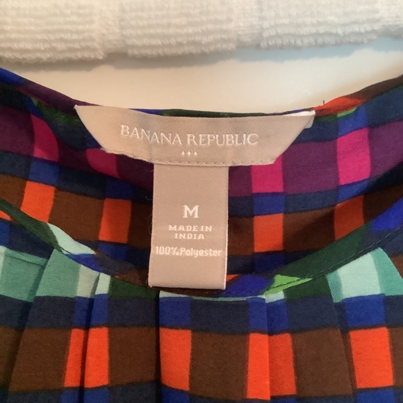 Banana Republic Ladies Sleeveless Top Forest Green/ Rusty Orange /Purple Size M - Picture 5 of 5